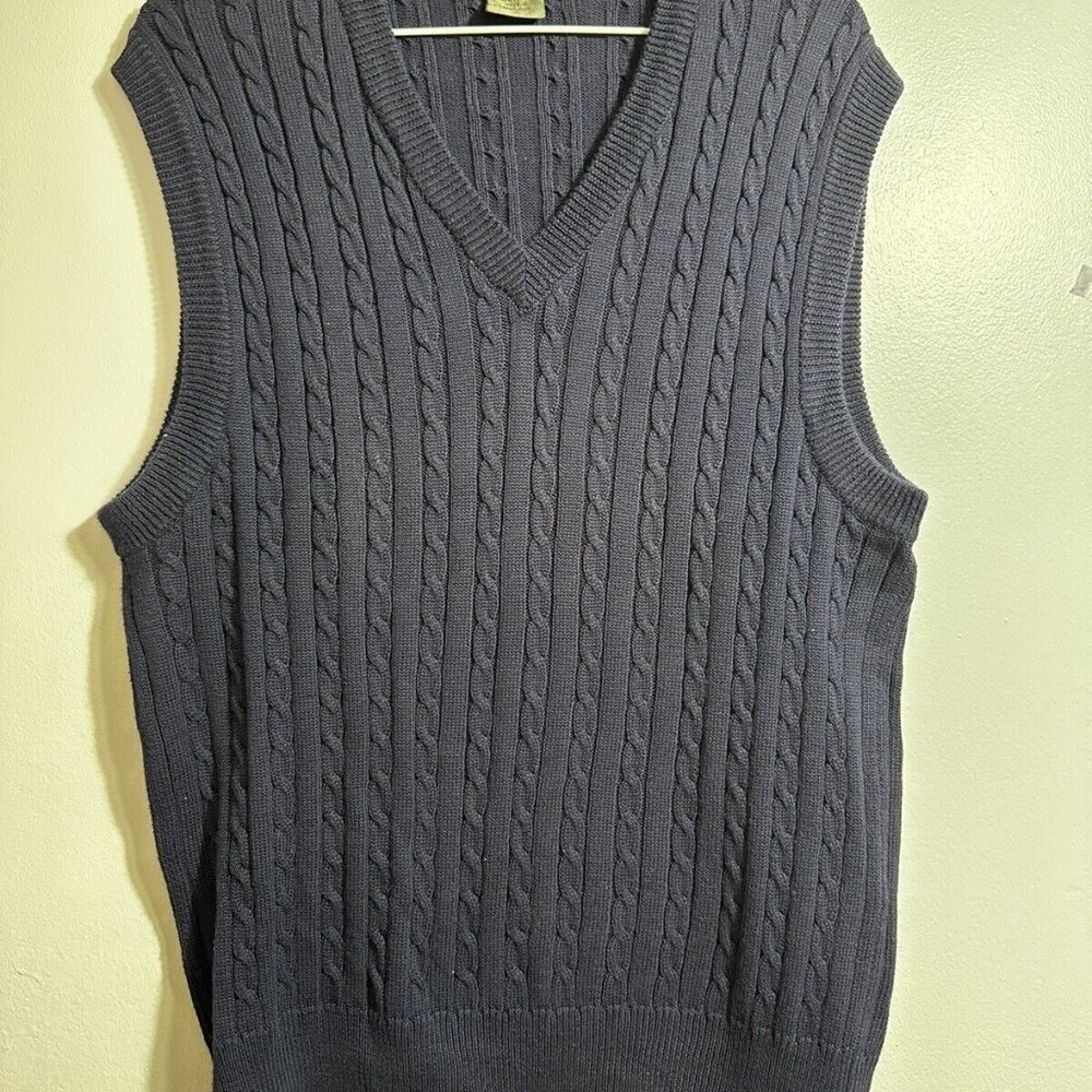 Boast Men's Navy V-Neck Sleeveless Pullover Sweater ‎ SZ M